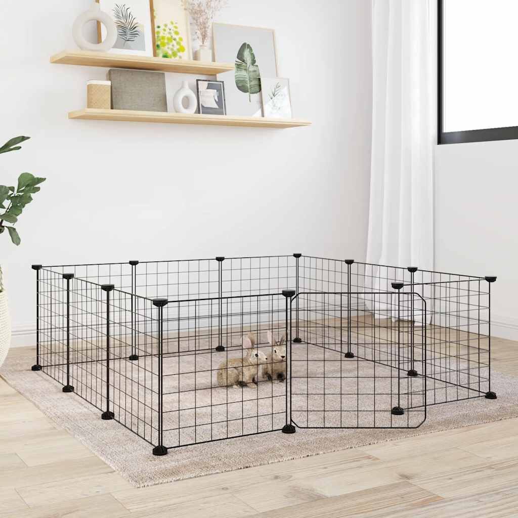 Vidaxl Jaula Para Mascotas De 12 Paneles Con Puerta De Acero, Color Negro, 35 X 35 Cm_1