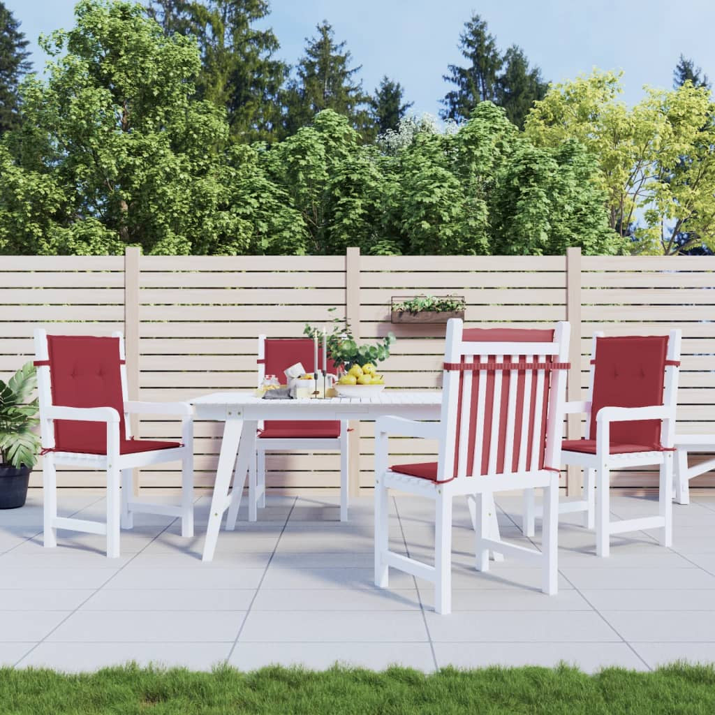Vidaxl Cojín Silla Jardín Respaldo Bajo 4 Uds Tela Oxford Rojo Tinto_1