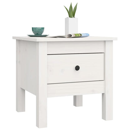 Mesa Auxiliar De Madera Maciza De Pino Blanco 40x40x39 Cm_2