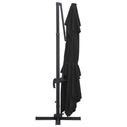 Vidaxl Sombrilla Voladiza Luces Led Y Poste Aluminio Negra 400x300 Cm_4