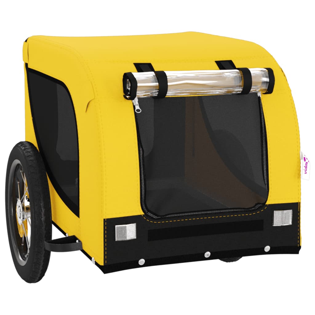 Remolque Bicicleta Mascotas Hierro Tela Oxford Amarillo Negro_3