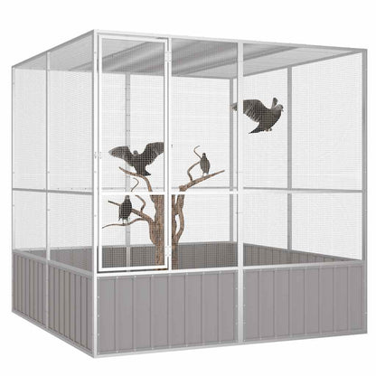 Vidaxl Jaula Pájaros Acero Galvanizado Gris 213,5x217,5x211,5 Cm_1