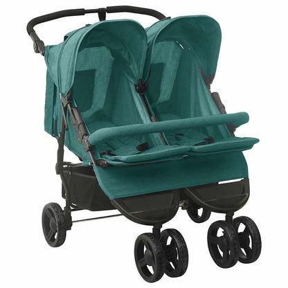 Vidaxl Carrito Para Gemelos De Acero Verde_0