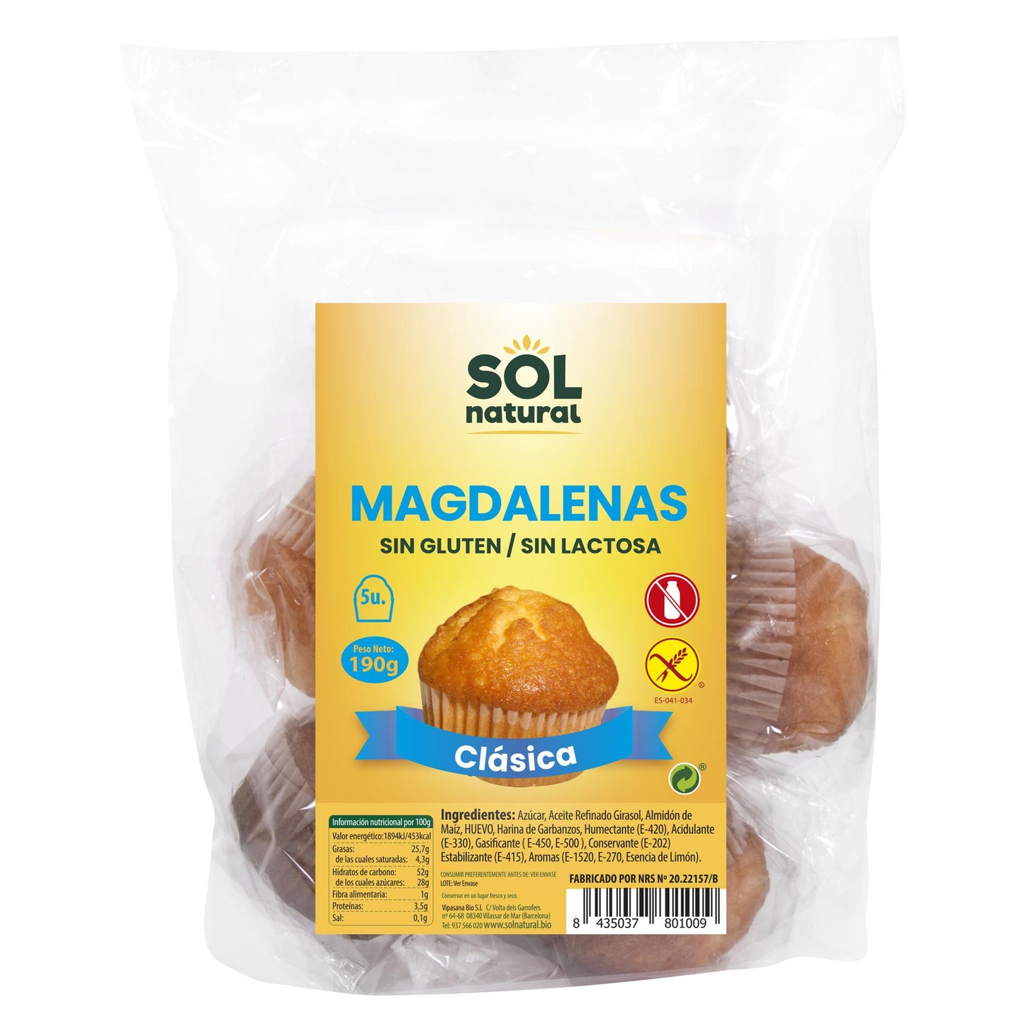 Magdalenas Sin Gluten Sol Natural 190 g