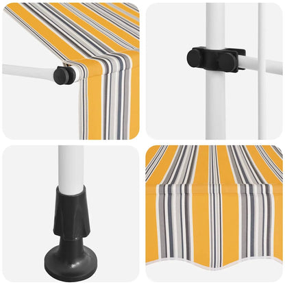 Toldo Manual Retráctil 350 Cm Amarillo Y Azul A Rayas_5