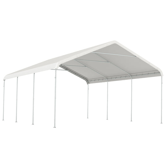 Outsunny Carpa Garaje 5x6 M Impermeable Estructura De Acero Galvanizado Crema_0