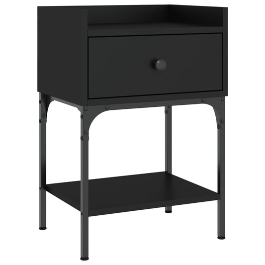 Mesita De Noche Madera De Ingeniería Negro 40,5x31x60 Cm_0