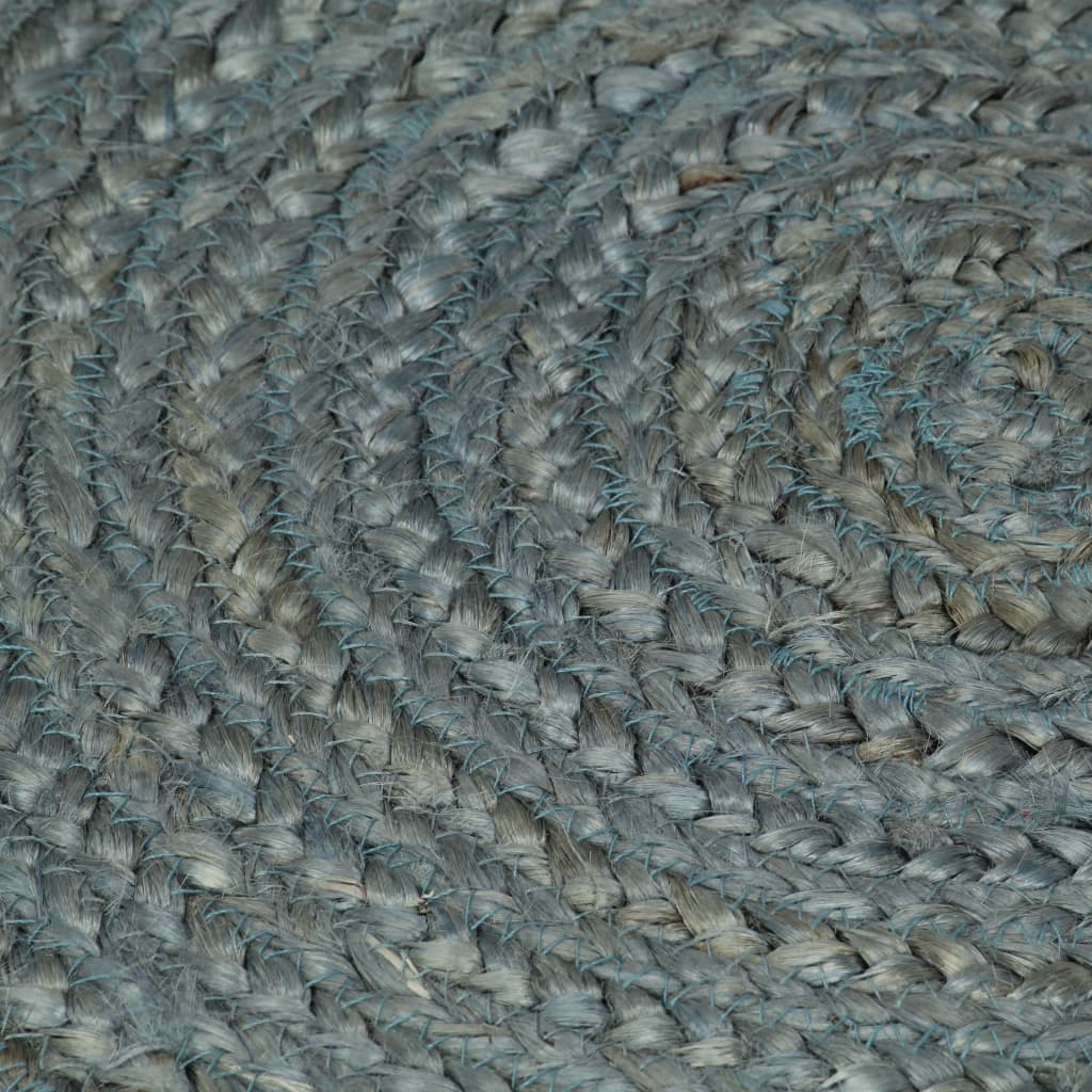 Alfombra De Yute Tejida A Mano Redonda Verde Oliva 180 Cm / Vetonek_4