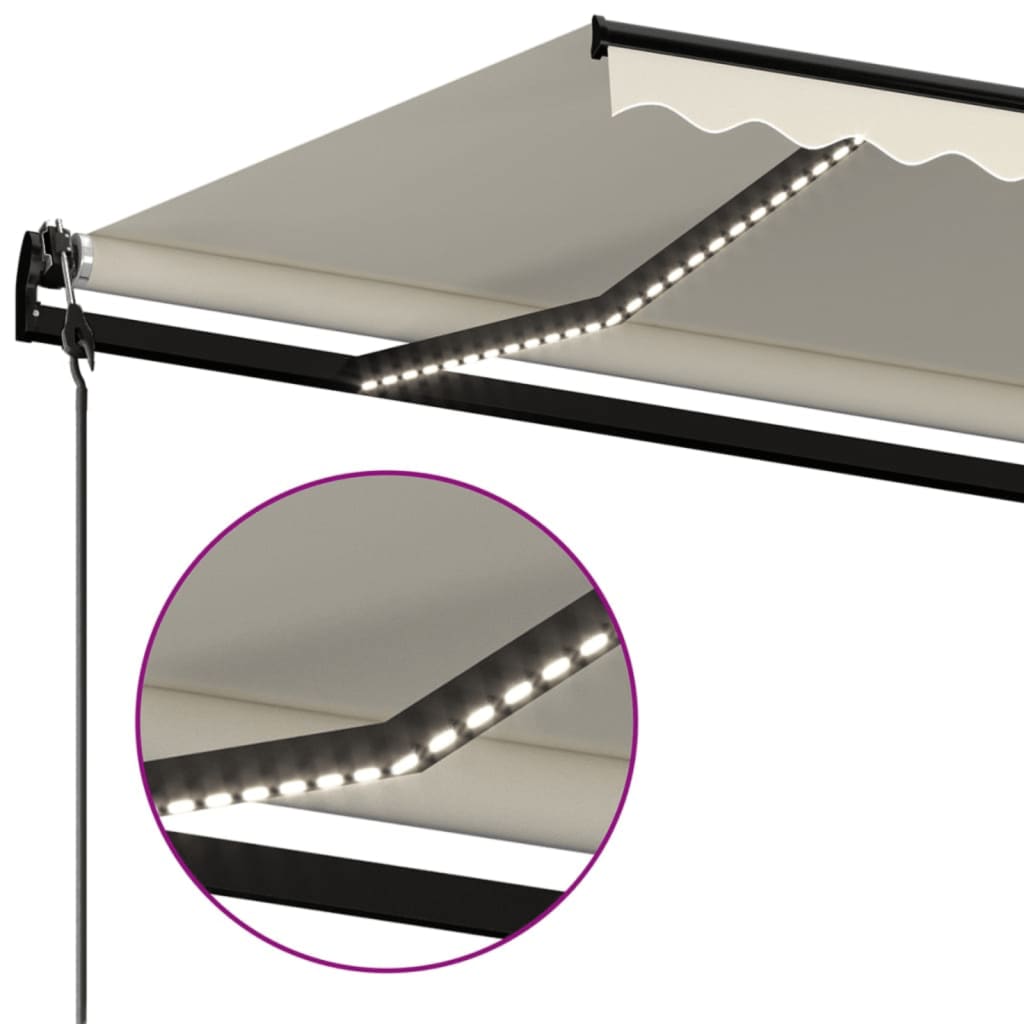 Toldo Automático Con Led Sensor De Viento Crema 400x300 Cm_4