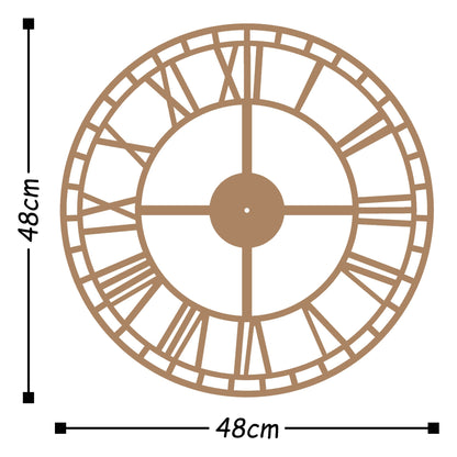 Reloj De Pared Circular Metal Números Romanos Cobre_1