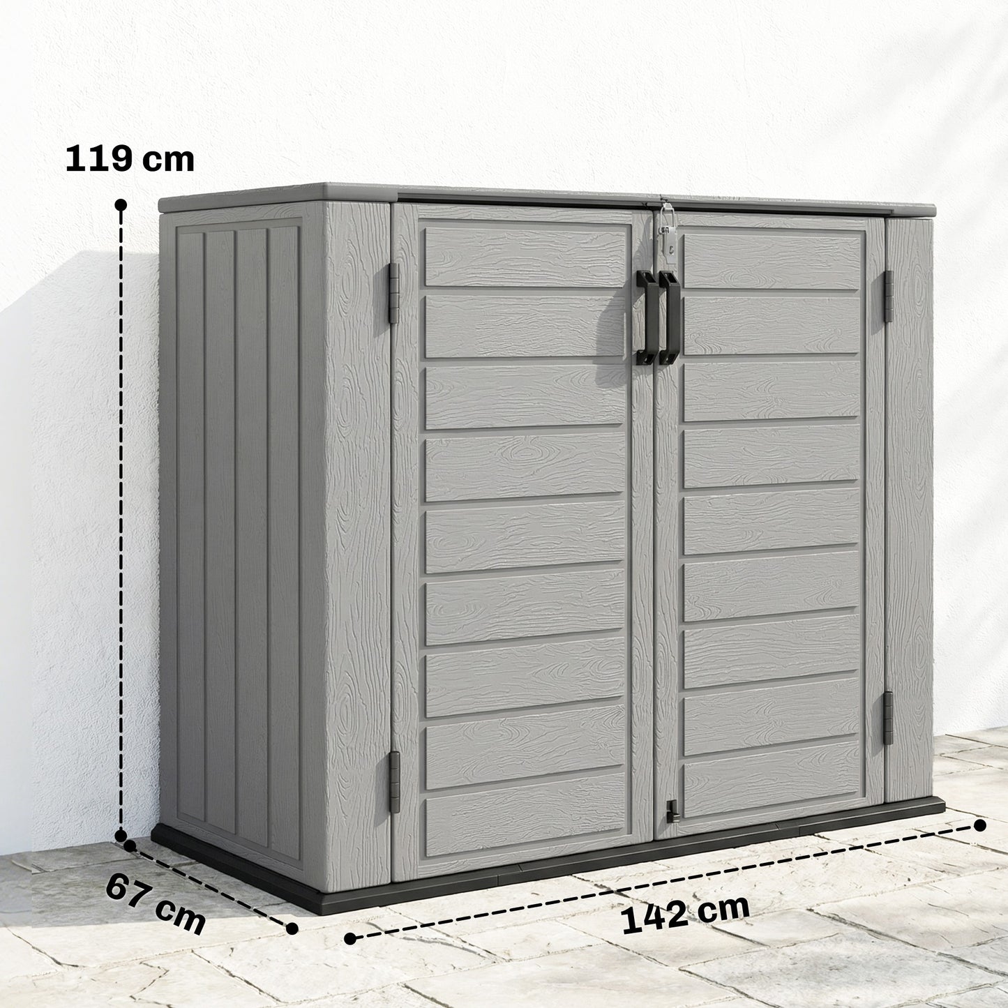 Outsunny Cobertizo De Jardín 940l Con Tapa Abatible 2 Puertas Cerradura Gris_2