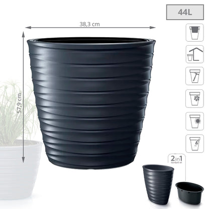 Maceta Freze 44l., Con Depósito, Dimensiones (mm) 383x383x579, Color Antracita_1
