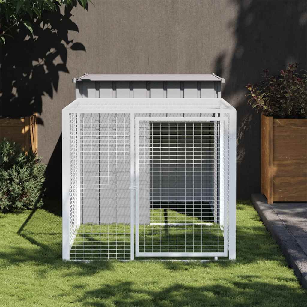 Vidaxl Jaula Para Gallinas Con Corral, Gris Claro, 110 X 201 X 110 Cm, Acero Galvanizado_1