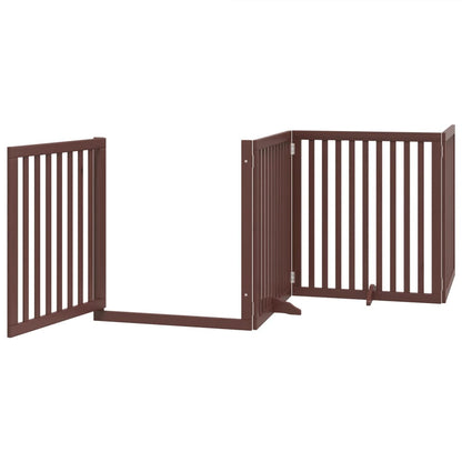 Vidaxl Puerta Para Perros Plegable 4 Paneles Madera Álamo Marrón 320cm_3