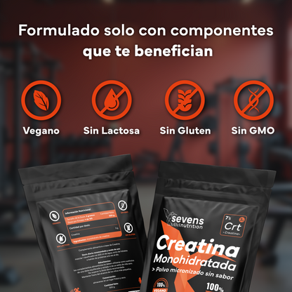Pack 2x Creatina Monohidratada Sevens Nutrition. Más Fuerza, Energía Y Resistencia._3
