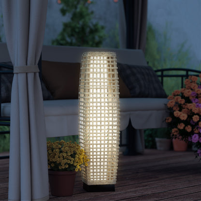 Outsunny Lámpara Solar De Jardín De Ratán Sintético Con Luces Led 21x21x78 Cm_1