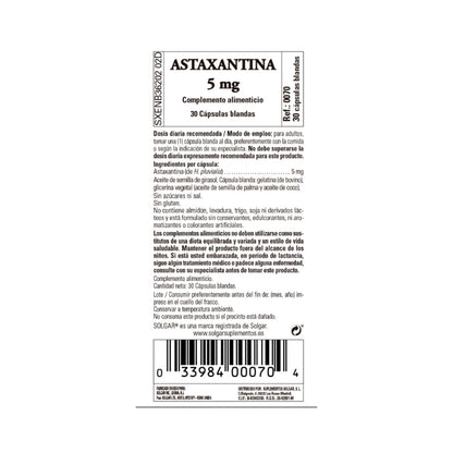 Astaxantina, 30 cápsulas de 5mg
