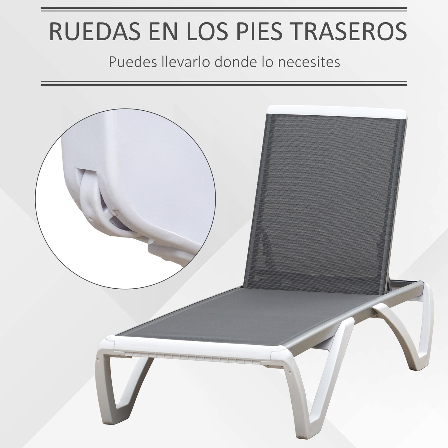 Outsunny Conjunto De 2 Tumbonas Reclinables De Aluminio 170x67,5x95 Cm Gris_5