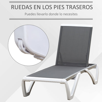 Outsunny Conjunto De 2 Tumbonas Reclinables De Aluminio 170x67,5x95 Cm Gris_5