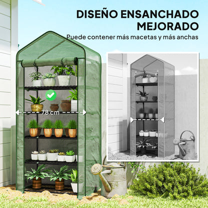 Outsunny Invernadero De Jardín De 5 Niveles Diseño Ensanchado 90x49x193 Cm Verde_3
