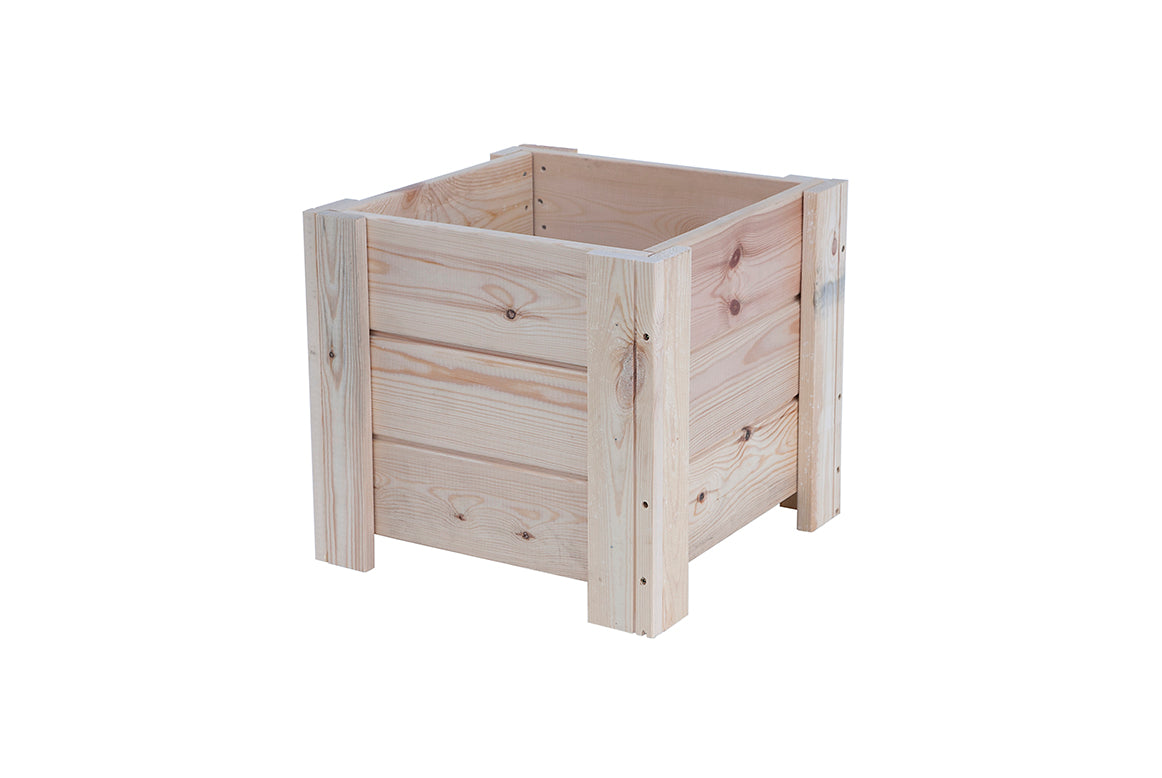 Macetero Elche Cuadrado De Madera Natural De 40 X 40 X 36 Cm 30l Para Interior, Incluye Bolsa Geotextil_0