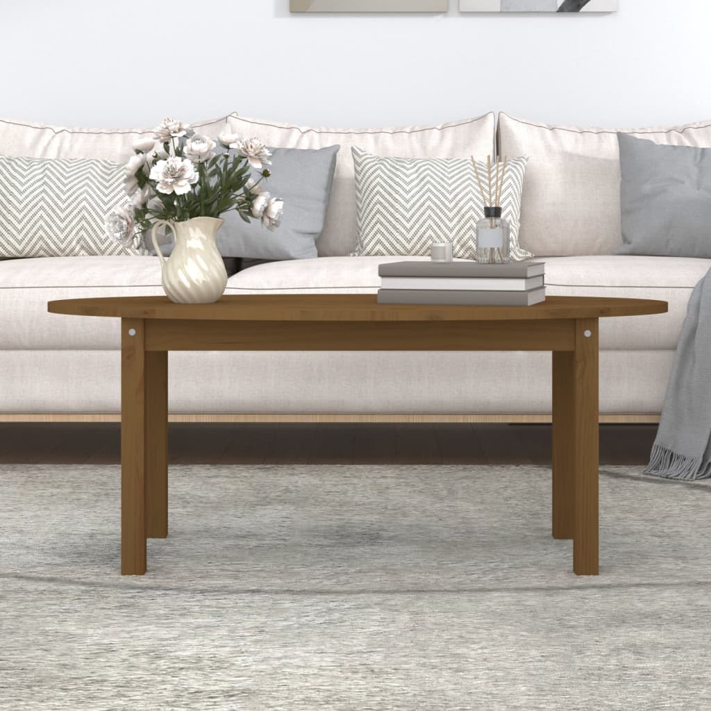 Mesa De Centro Madera Maciza De Pino Marrón Miel 110x55x45 Cm_1