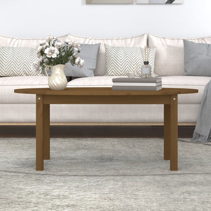 Mesa De Centro Madera Maciza De Pino Marrón Miel 110x55x45 Cm_1