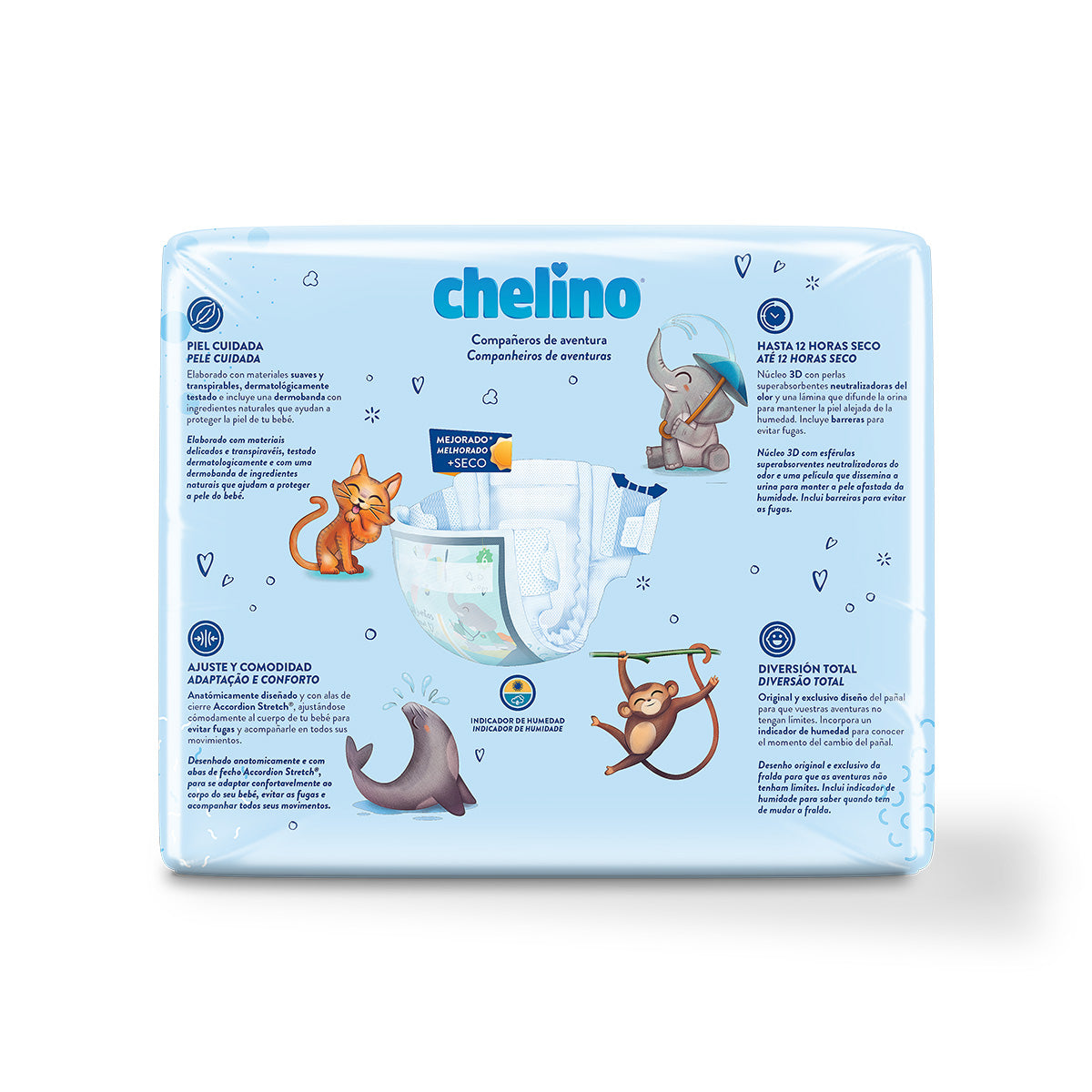 Pack 6x Pañal T6 Junior (17-28Kg) 27 uds, Chelino