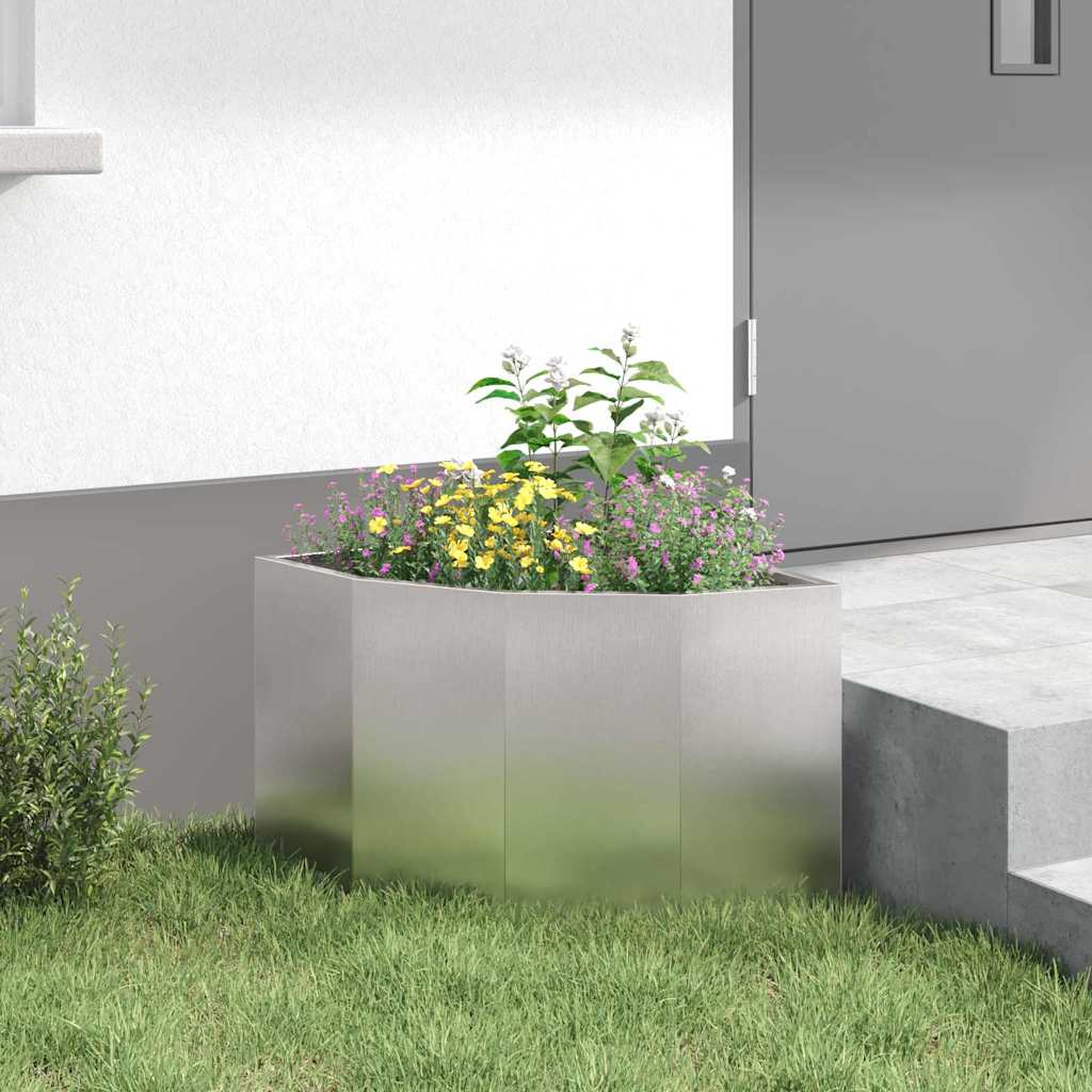 Macetero De Esquina Plateado 45 X 45 X 35 Cm Acero Inoxidable_3