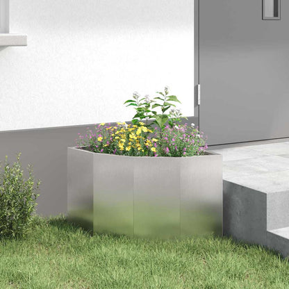 Macetero De Esquina Plateado 45 X 45 X 35 Cm Acero Inoxidable_3