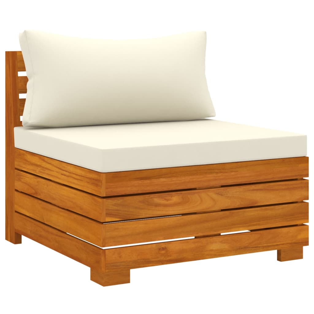 Muebles De Jardín 3 Piezas Con Cojines Madera Maciza De Acacia / Vetonek_5
