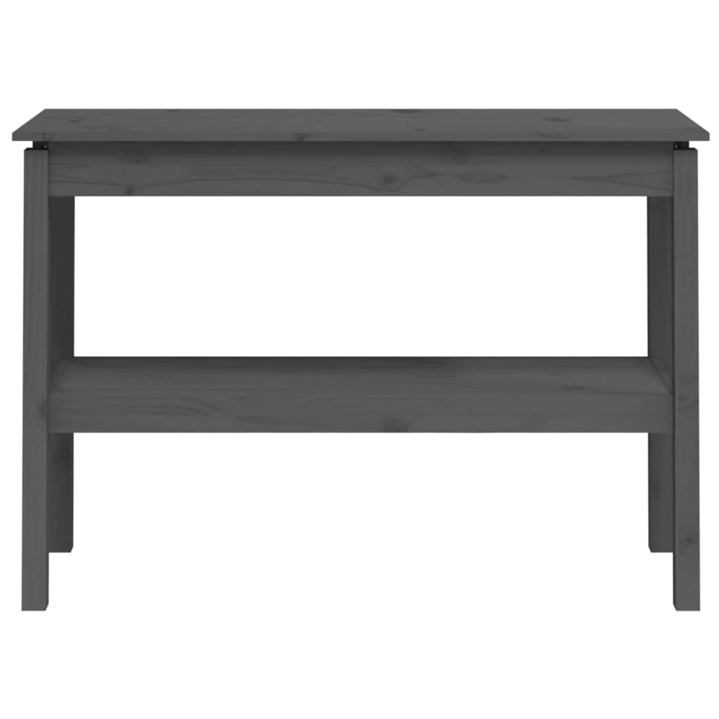 Mesa Consola Madera Maciza De Pino Gris 110x40x75 Cm_2