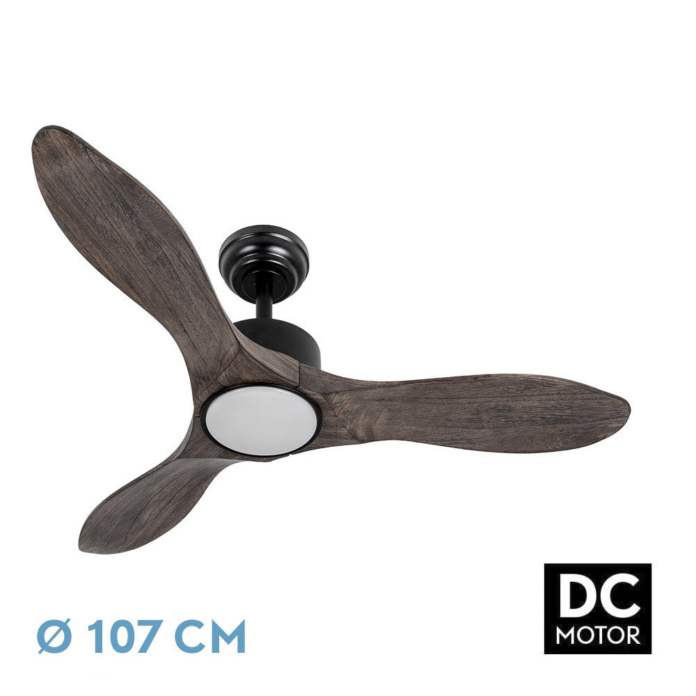 Ventilador Dc Segre 24w Negro 3 Aspas Roble 107d 2424lm 3000k-6500k C/remoto, Timer, Reg. Intensidad, Mem._0