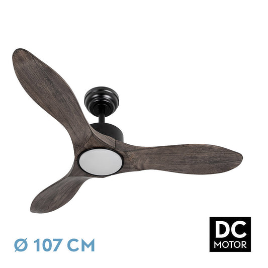 Ventilador Dc Segre 24w Negro 3 Aspas Roble 107d 2424lm 3000k-6500k C/remoto, Timer, Reg. Intensidad, Mem._0