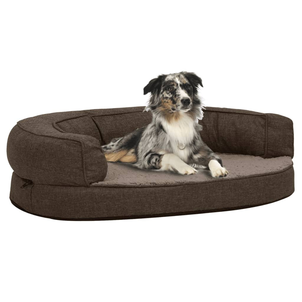 Vidaxl Colchón De Cama De Perro Ergonómico Aspecto Lino Marrón 75x53cm_1