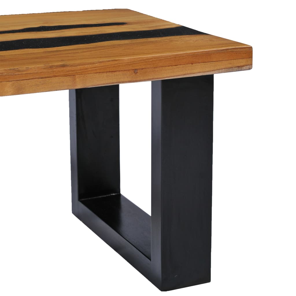 Mesa Centro Madera Maciza Teca Y Piedra Volcánica 100x50x40 Cm_3