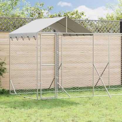 Perrera De Exterior Con Techo Acero Galvanizado Plata 14x2x2,5m_1