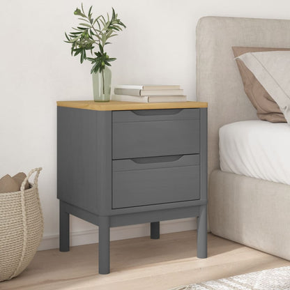 Mesita De Noche Floro Madera Maciza De Pino Gris 45x39x57 Cm_1