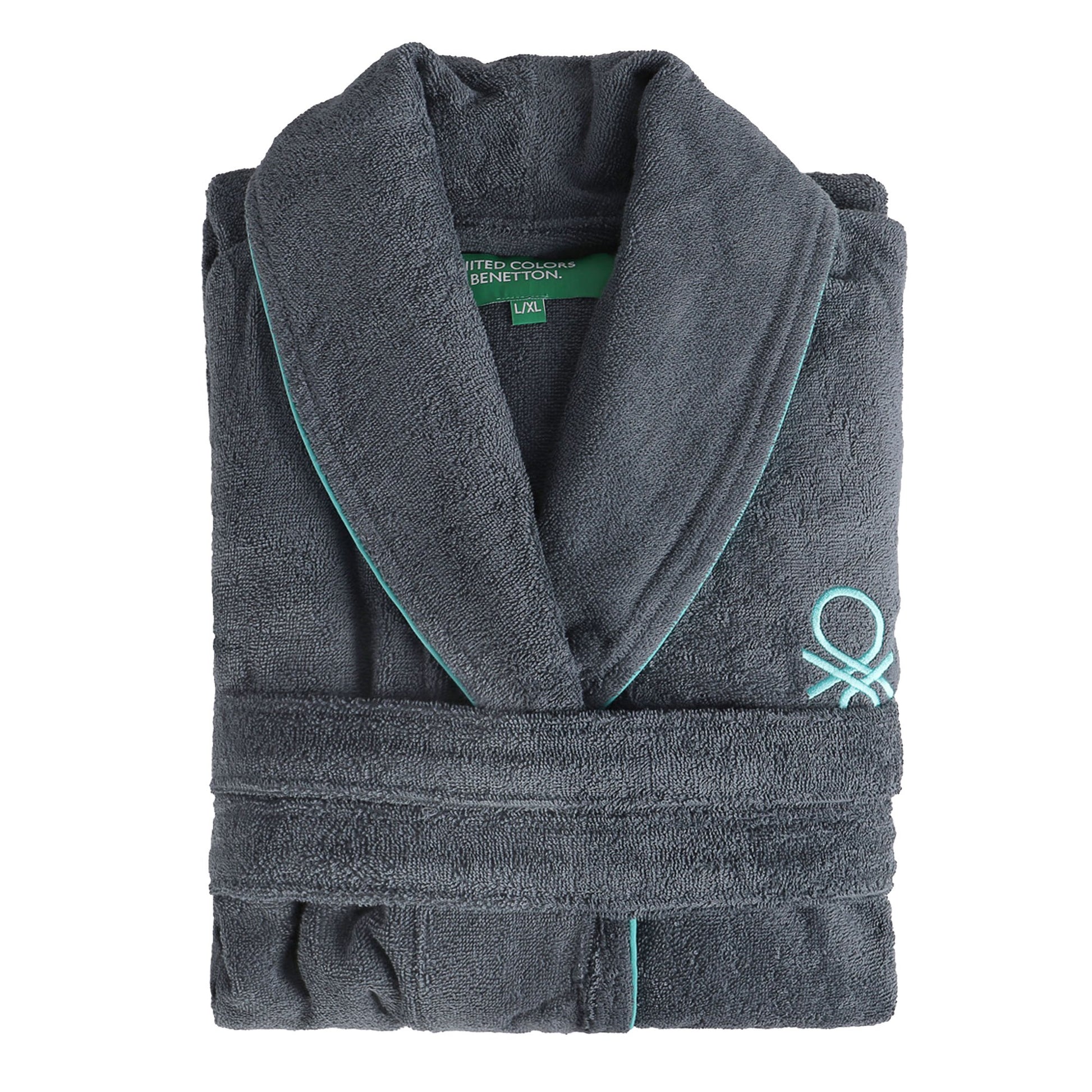 Albornoz L/xl 360gsm 100%algodon Gris Oscuro Casa Benetton_0