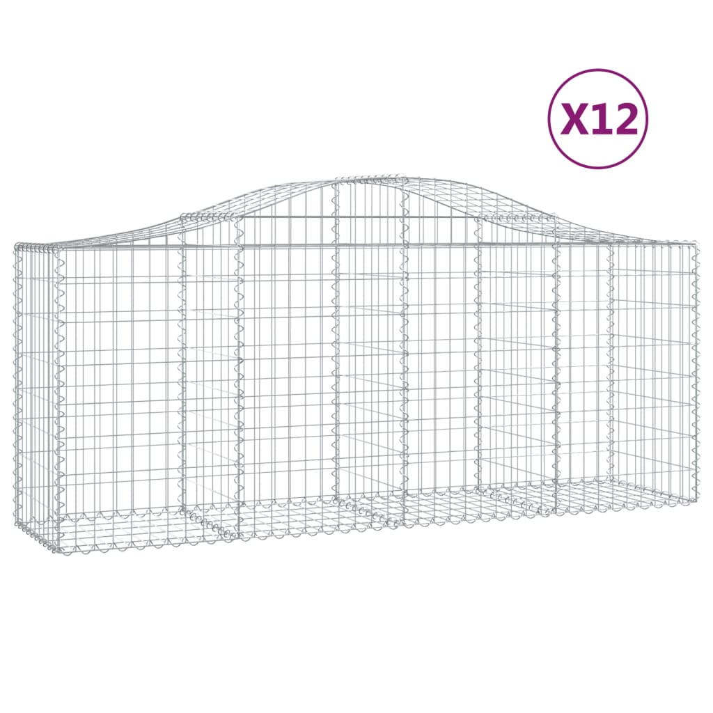 Cestas De Gaviones 12 Uds Forma De Arco Hierro 200x50x80/100 Cm_0