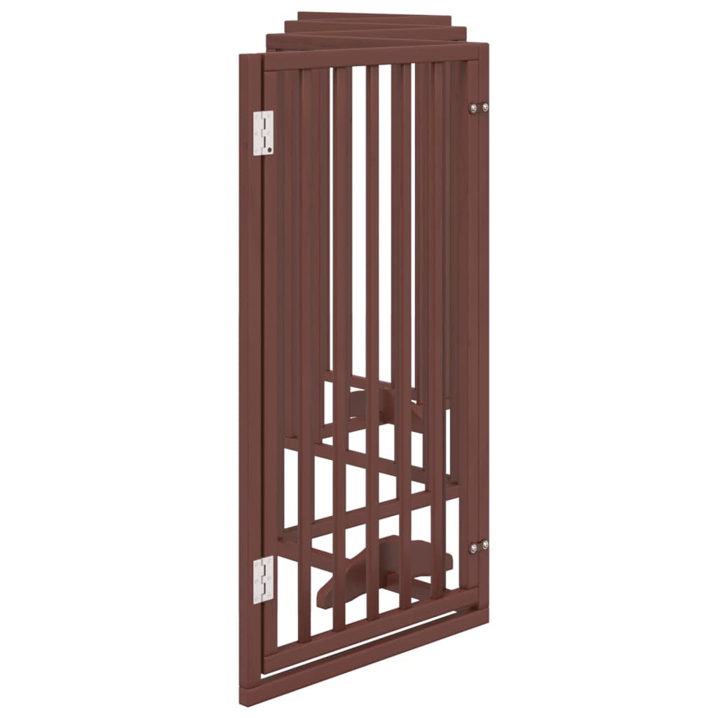 Vidaxl Puerta Para Perros Con Puerta Plegable De 6 Paneles Marrón 300 Cm Madera De Álamo_4