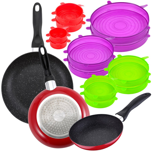 Pack De 3 Sartenes San Ignacio Ø16cm Ø20cm Ø24cm + Set De 12pc Tapas De Silicona_0