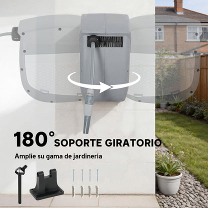 Outsunny Enrollador De Manguera Para Jardín 10+1 M Bloqueo Retorno Automático_5