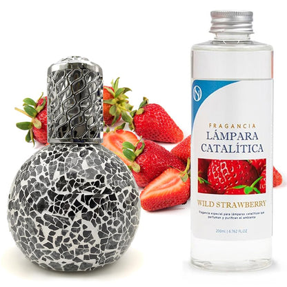 Lámpara Catalítica Mosaico Negro + Aroma Wild Strawberry 200ml - Elimina Malos Olores, Impurezas Y Perfuma_0
