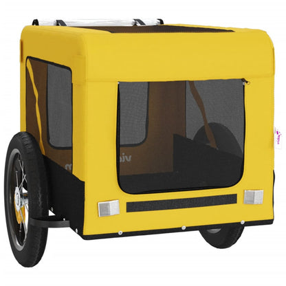 Vidaxl Remolque Bicicleta Mascotas Hierro Tela Oxford Amarillo Negro_5