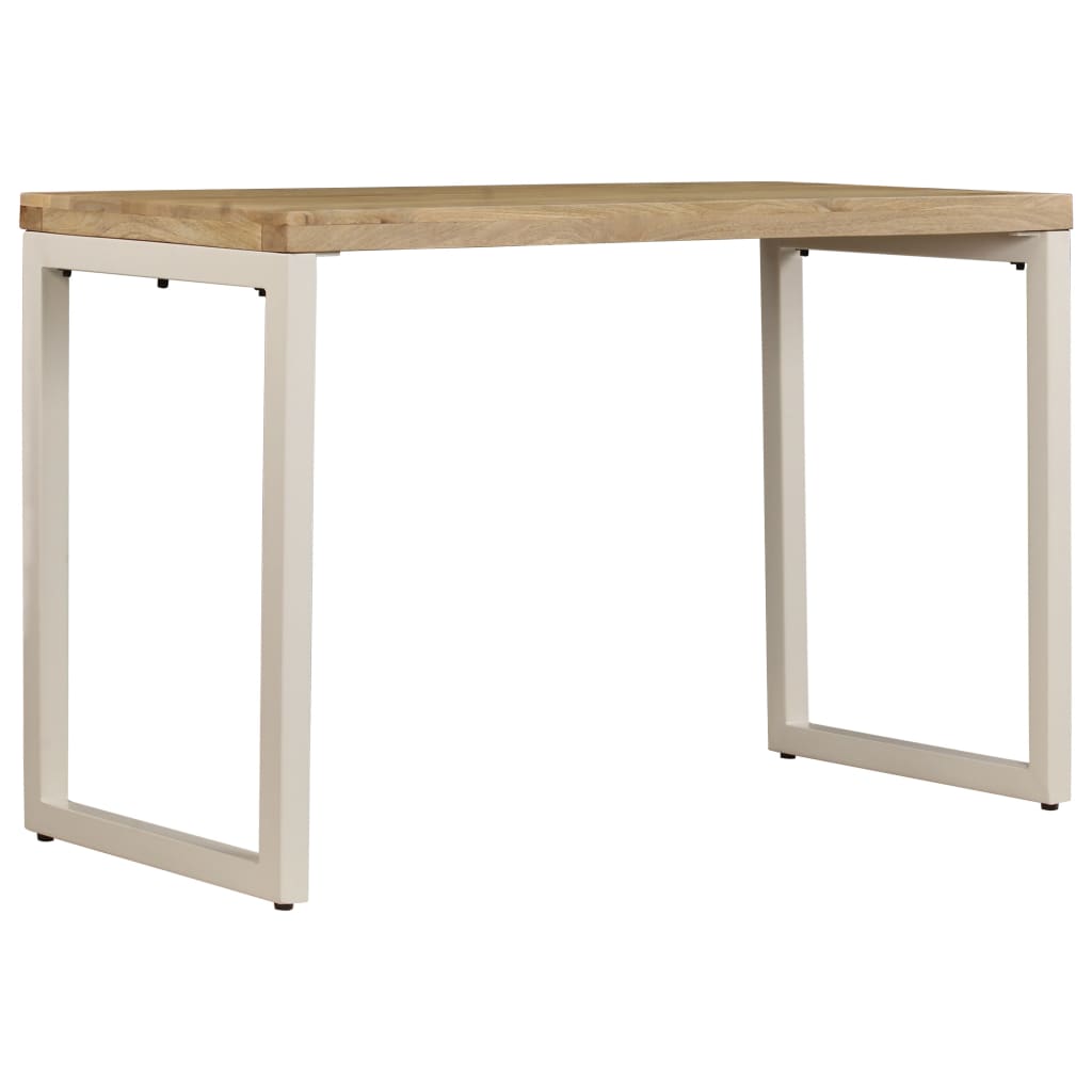 Mesa De Comedor De Madera Maciza De Mango Y Acero 115x55x76 Cm_0