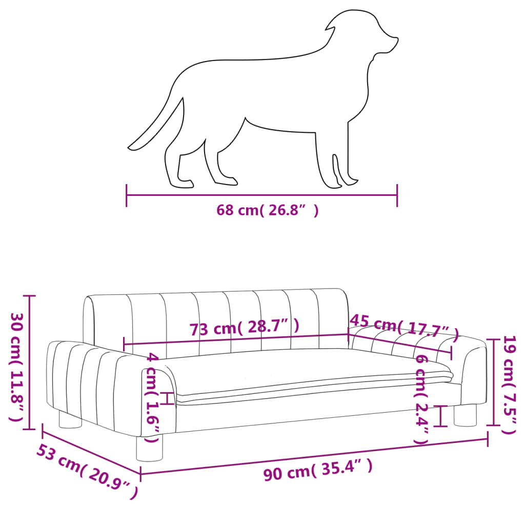 Cama Para Perros De Tela Gris Oscuro 90x53x30 Cm / Vetonek_1