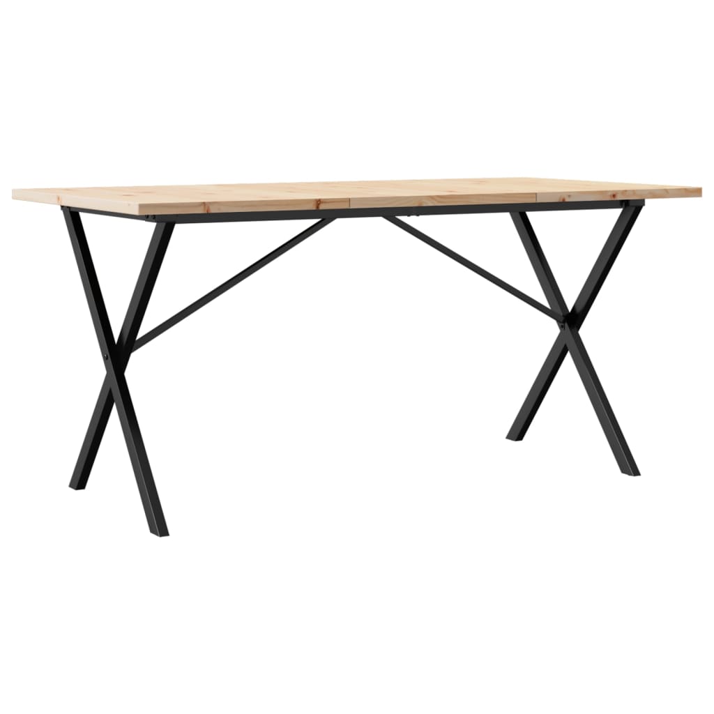 Mesa De Comedor Marco X Madera Maciza Pino Acero 160x80x75,5 Cm_0