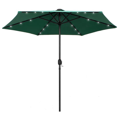 Vidaxl Sombrilla De Jardín Con Luces Led Palo De Aluminio Verde 270 Cm_0