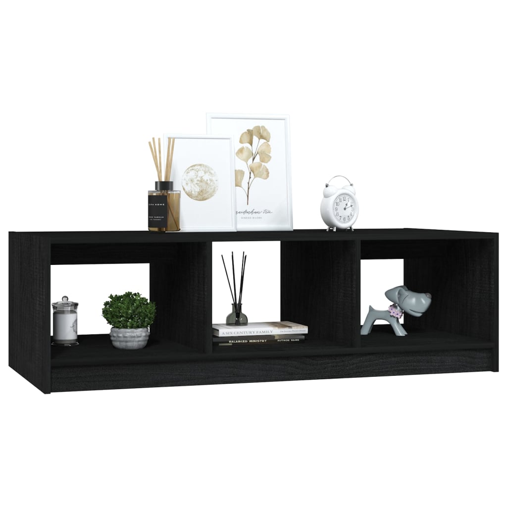 Mesa De Centro De Madera Maciza De Pino Negro 110x50x34 Cm_2